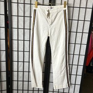 Stylish vintage White Pants with Striped Detail